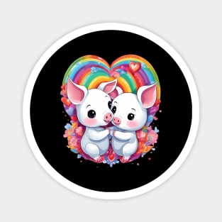 Love Rainbow Baby Pig Magnet